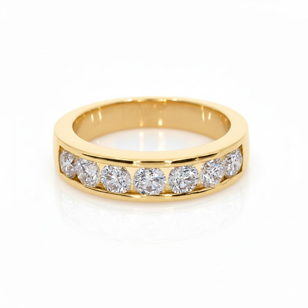 Seven Round Stone Channel Set Eternity Ring