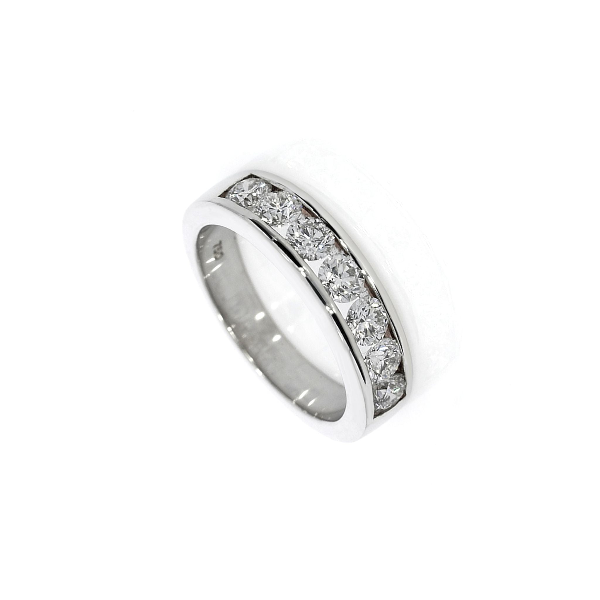 Seven stone channel set diamond ring