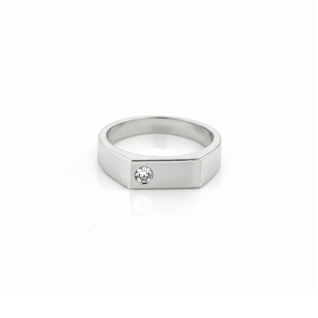 White Diamond Signet Ring