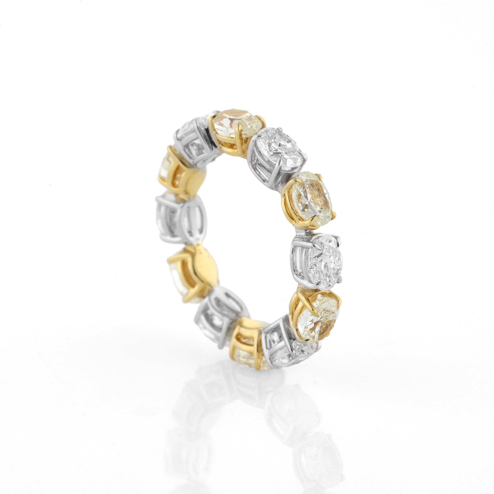 Yellow and white diamond Oval eternity ring