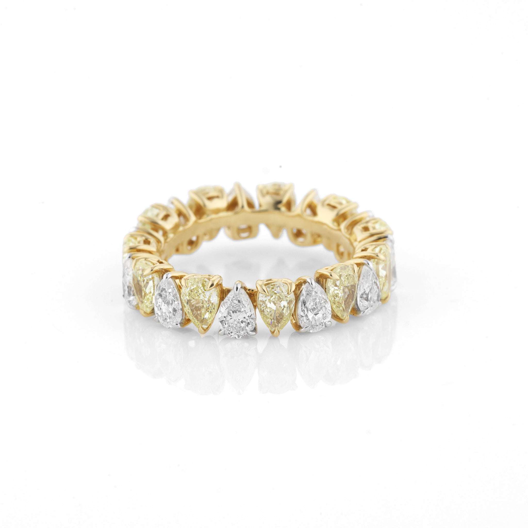 Yellow & White Pear Shape Diamond Eternity Ring