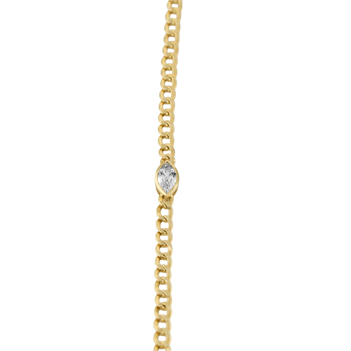 Gold Chain Link Bracelet Marquise with a marquise-cut diamond set in 18ct gold for elegant style.