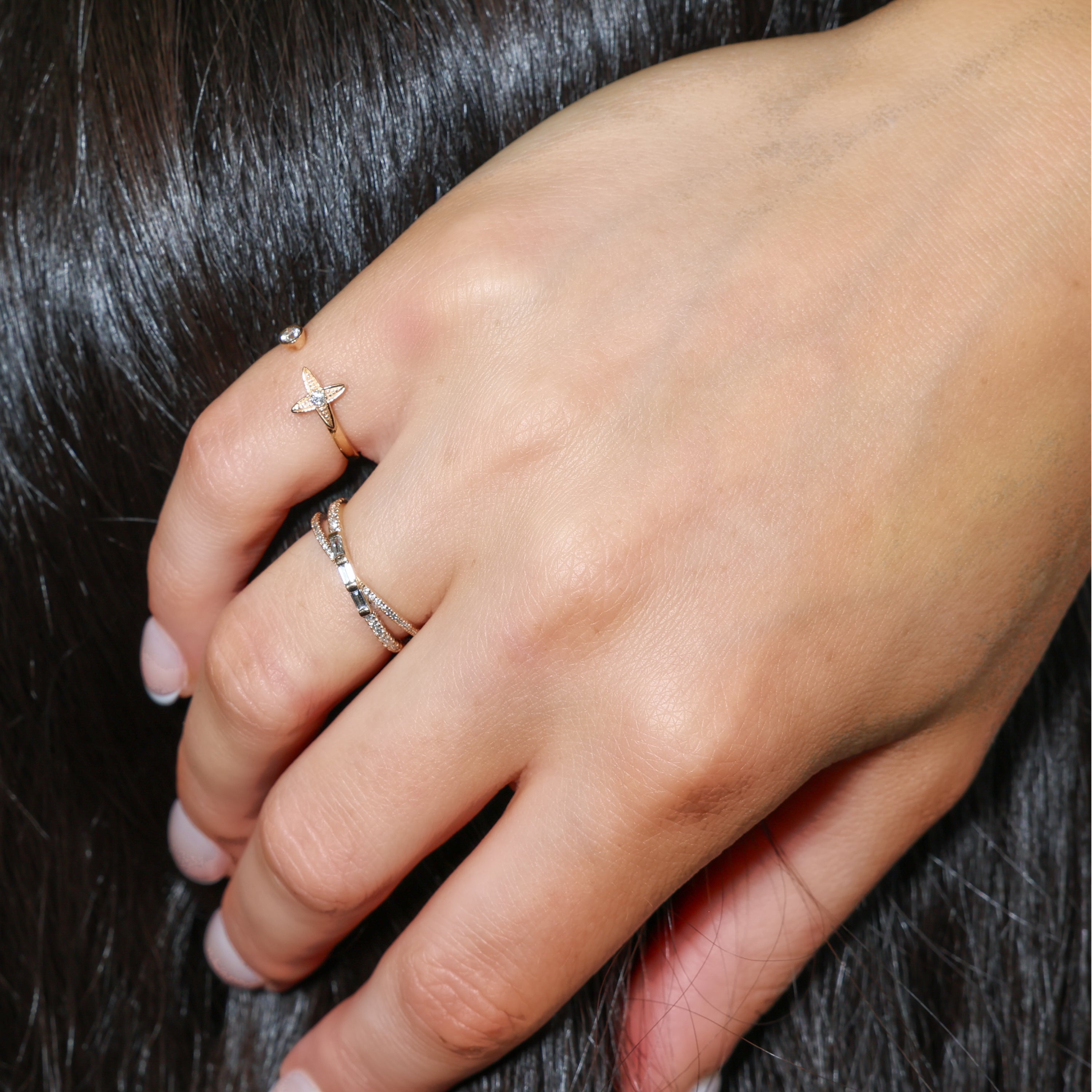 Baguette Criss Cross Ring