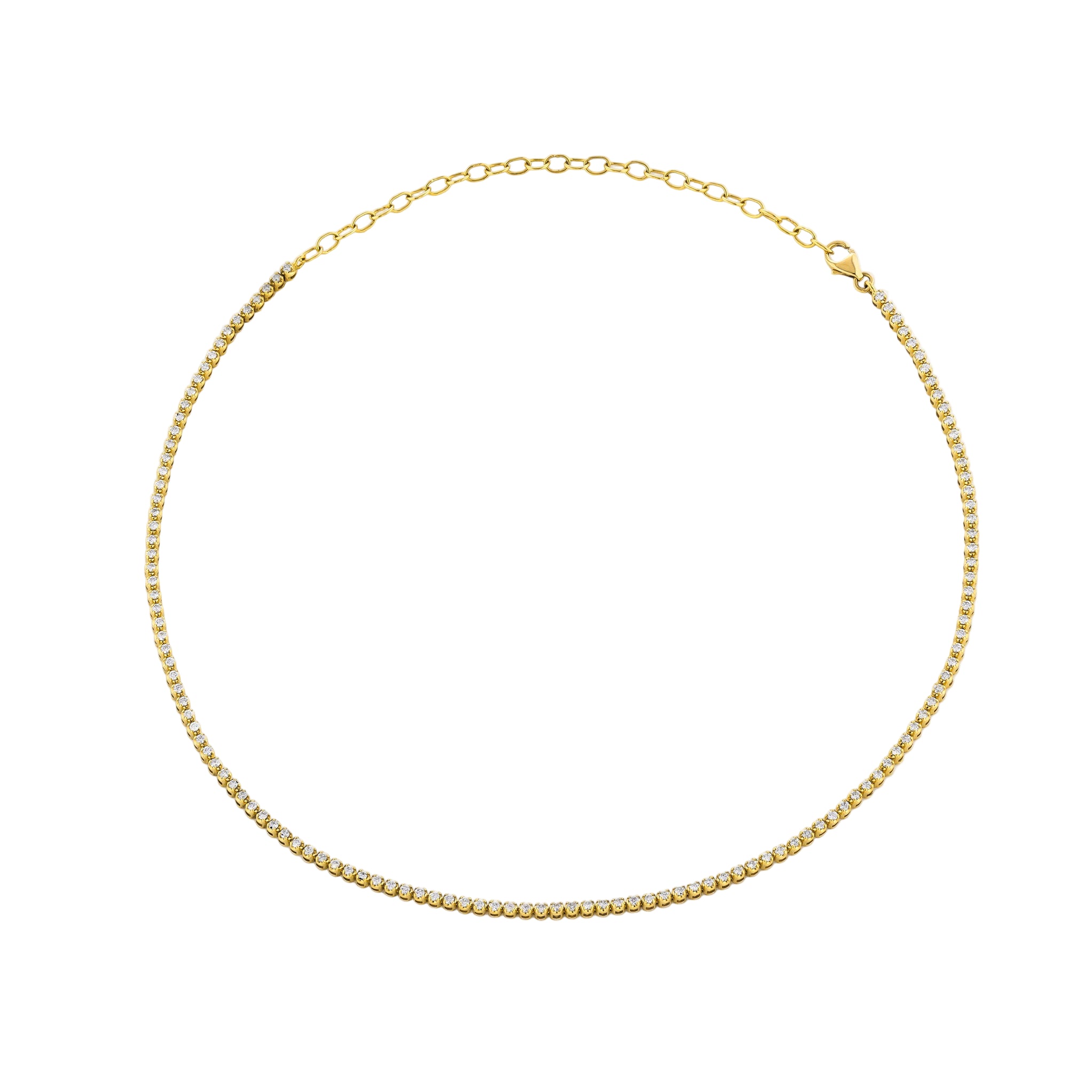 Maia certified diamond necklace featuring round brilliant cut diamonds in a gold chain.