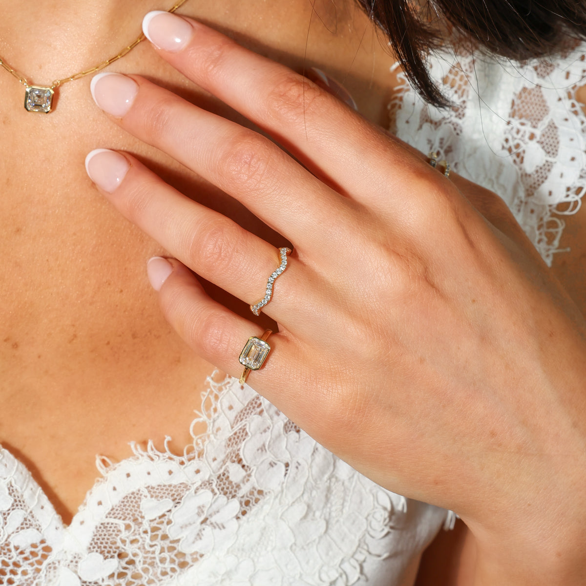 Bezel Set Emerald Cut Diamond Ring