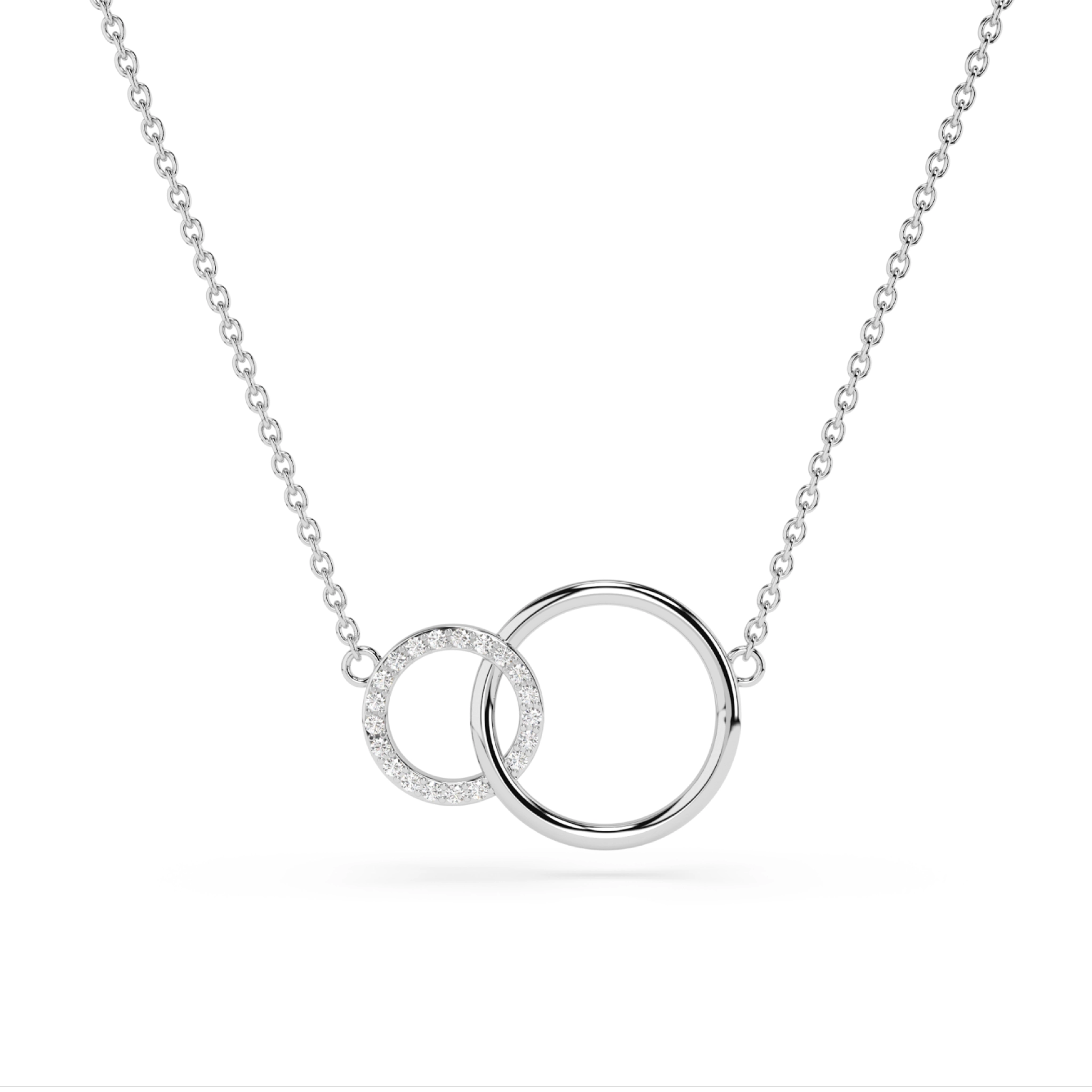 Circle and Sparkle Necklace featuring interlocking circles with certifieddiamonds shining in a delicate design.