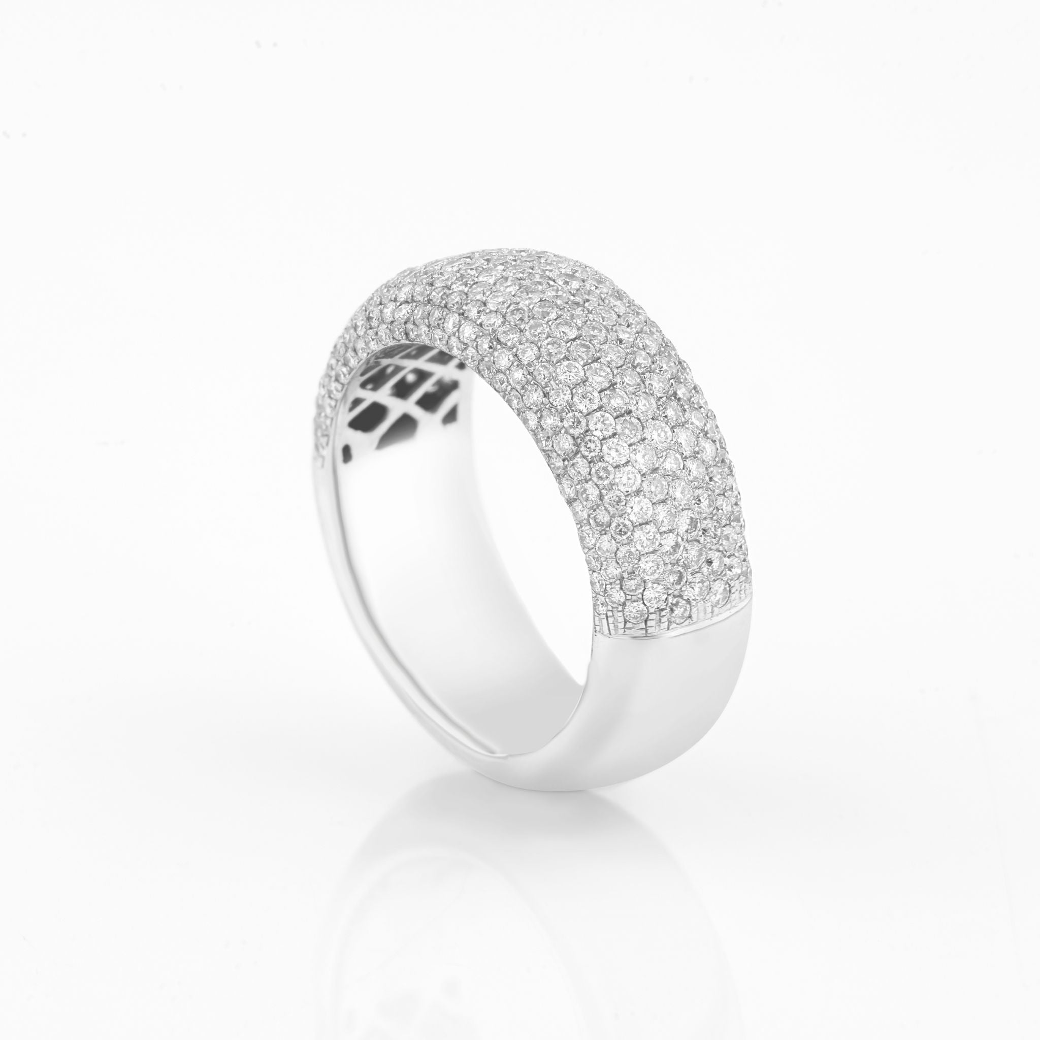 White gold ring with diamonds on a white background