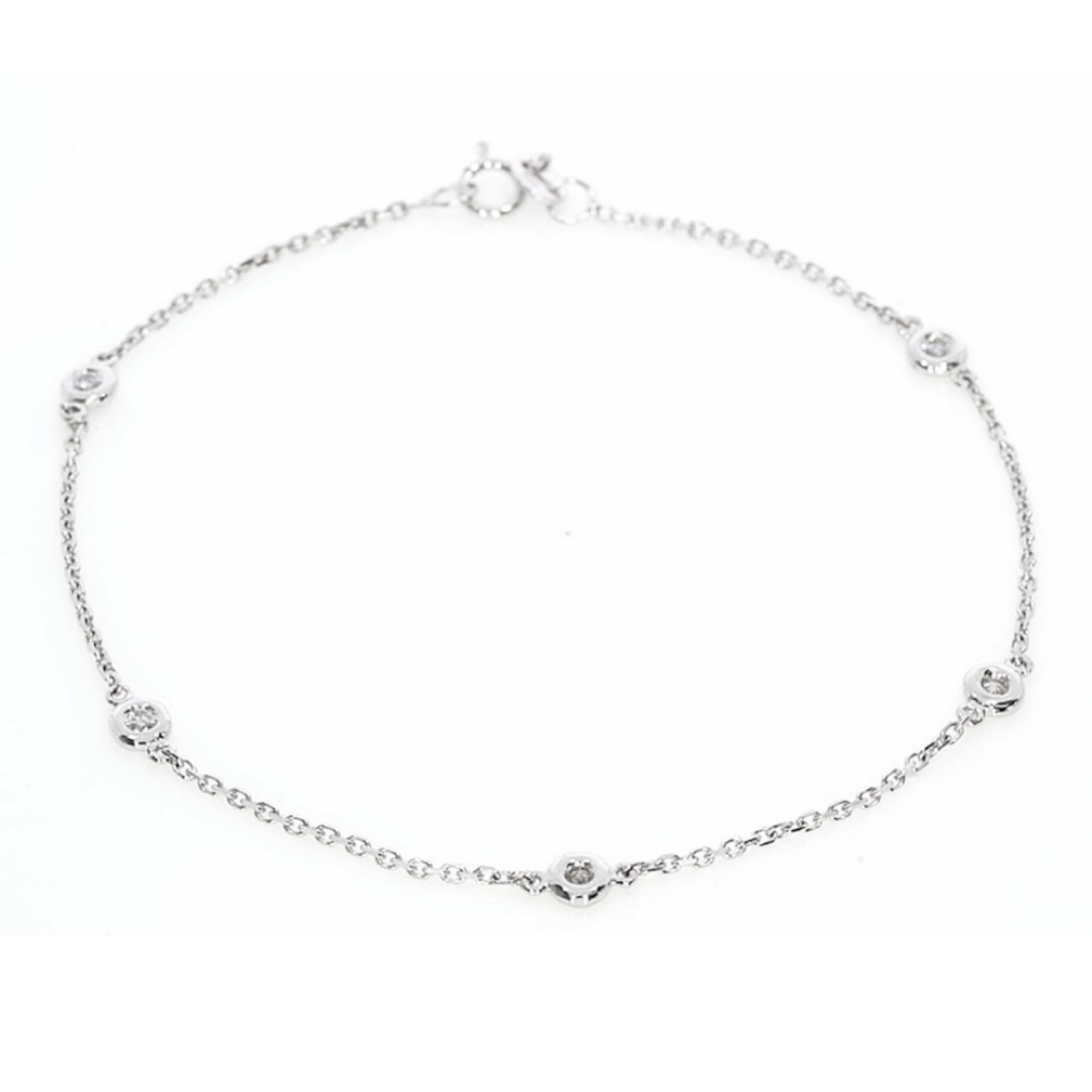Feminine Constellation bracelet featuring five certified diamonds set in fine bezel, perfect as a diamond bangle.
