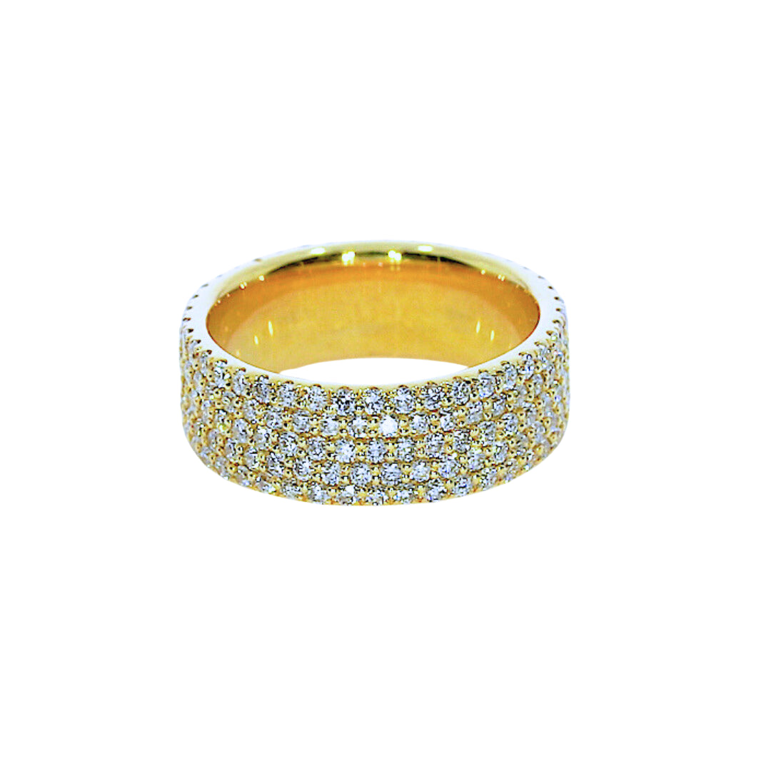 Five row pavé diamond ring showcasing certified diamond rings in a luxurious design with optimal brilliance.