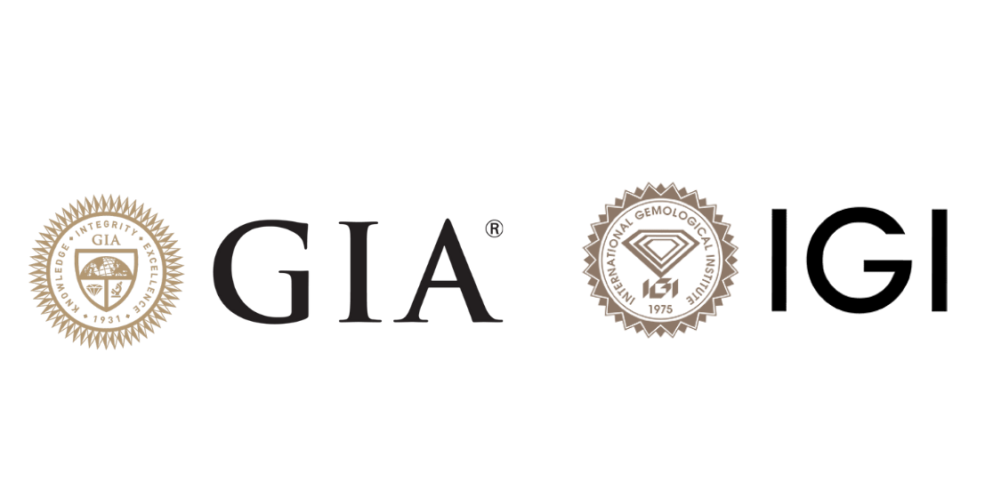 Logos of GIA and IGI on a white background