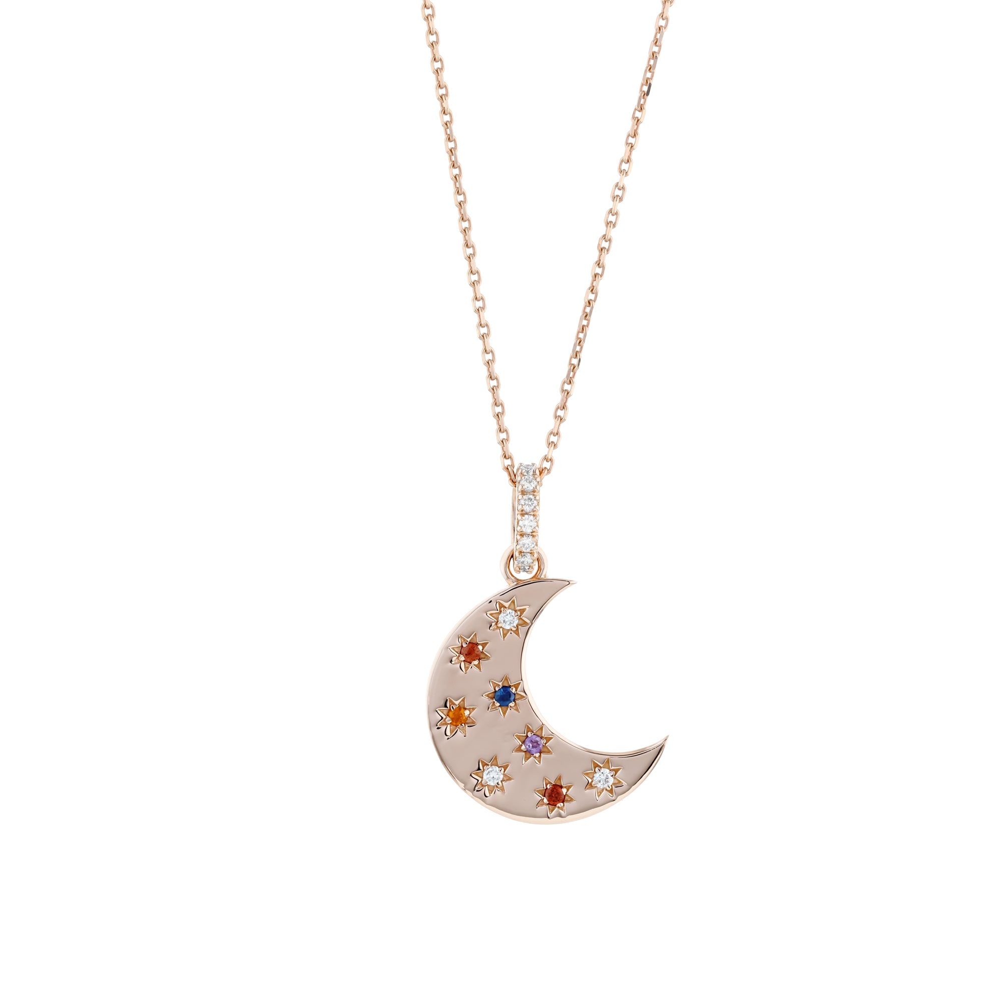 Gemstone Moon Necklace