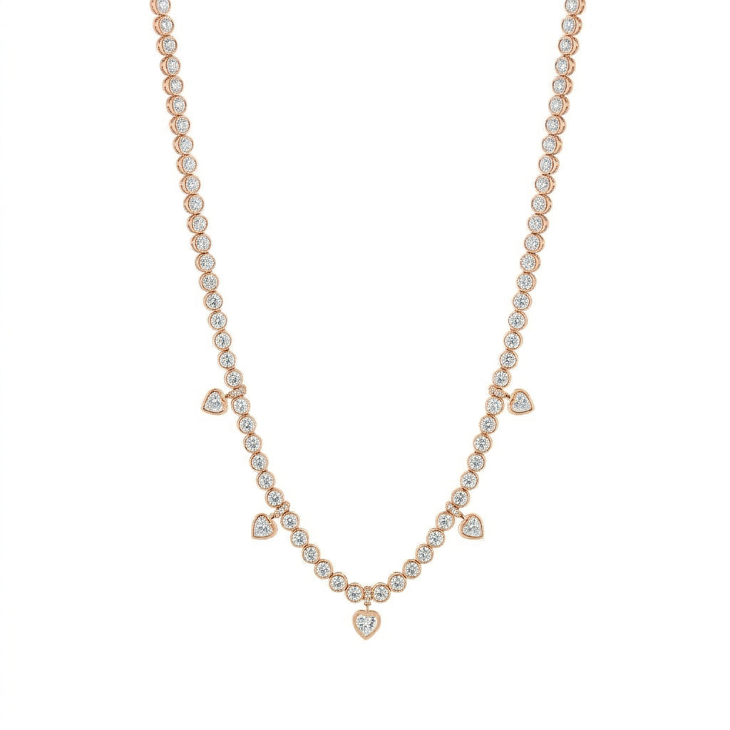 Heart Shape Diamond Tennis Necklace