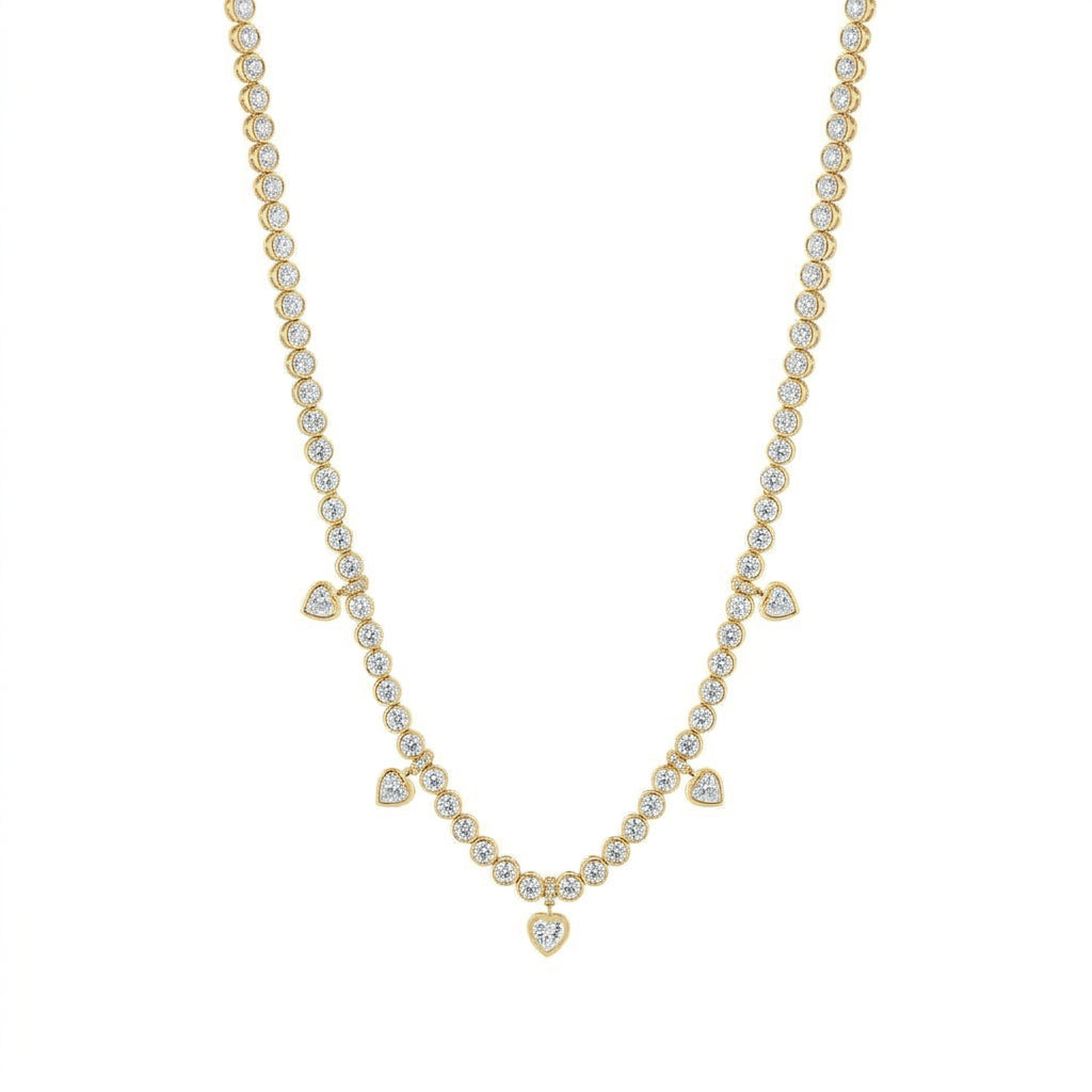 Heart Shape Diamond Tennis Necklace