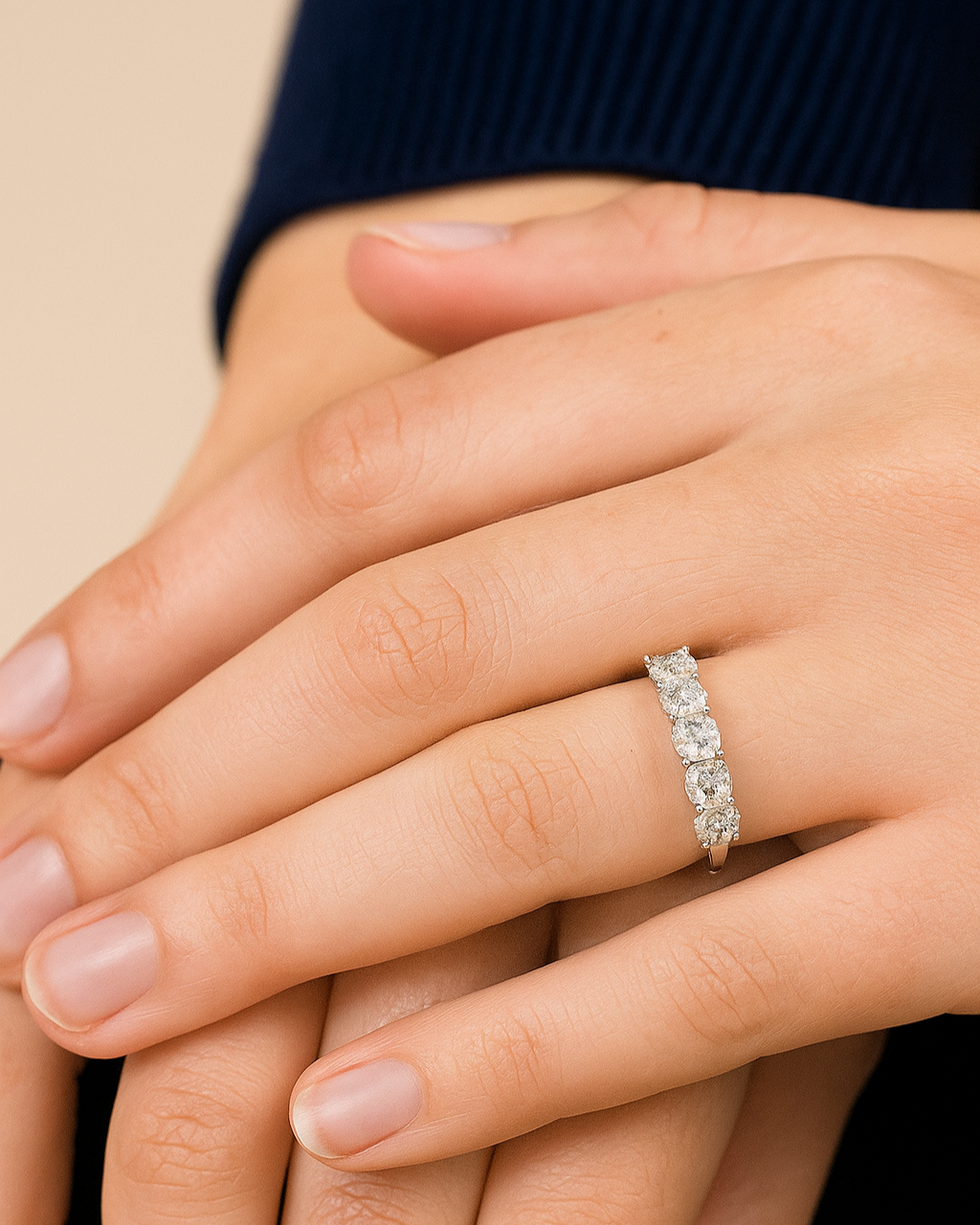 Illusion Five Stone Eternity Ring with five diamonds