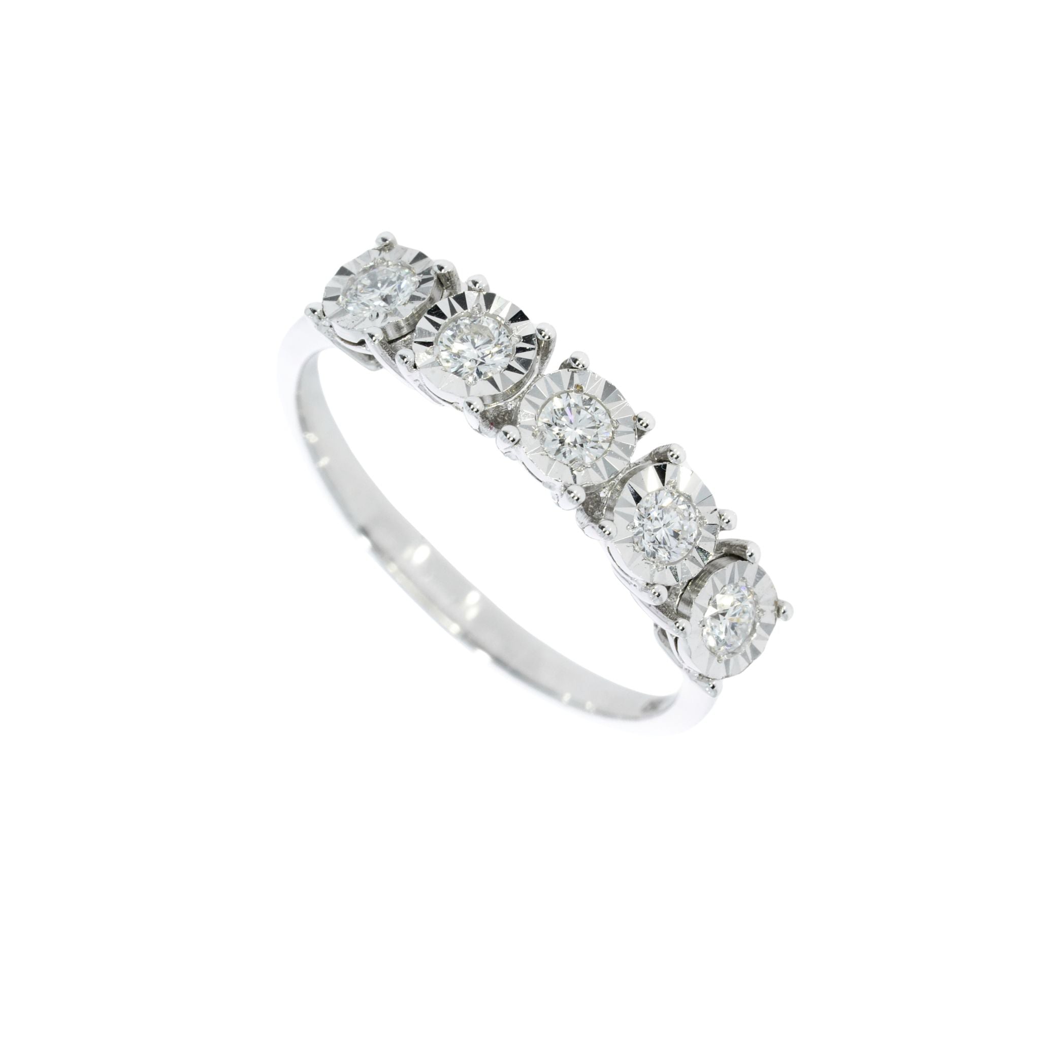 Five Stone Eternity Ring with Five round brilliant cut diamonds 