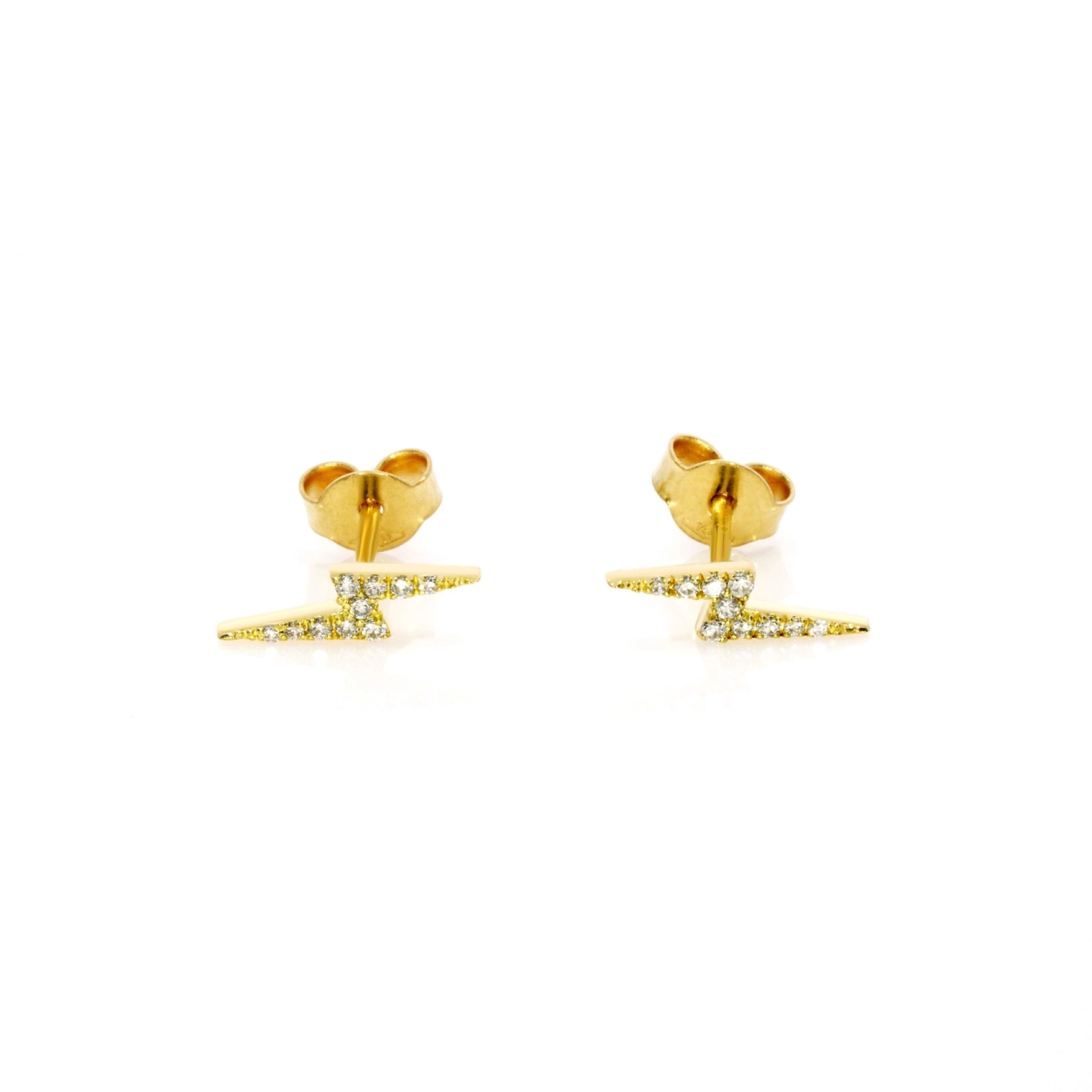 Lightning bolt earrings with certified diamonds set in solid 18ct gold, featuring traditional post and butterfly back.
