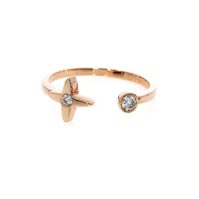 Classic timeless Gemini Mini Star Ring featuring two round brilliant cut certified natural diamonds.