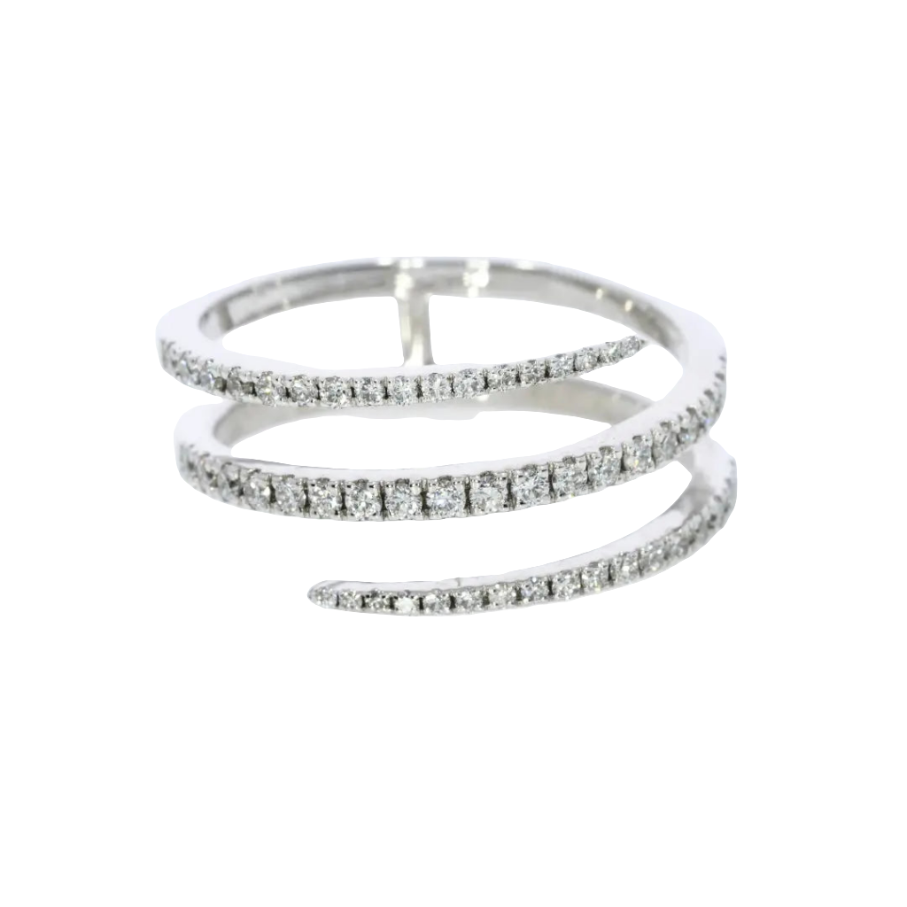 White gold diamond swirl ring