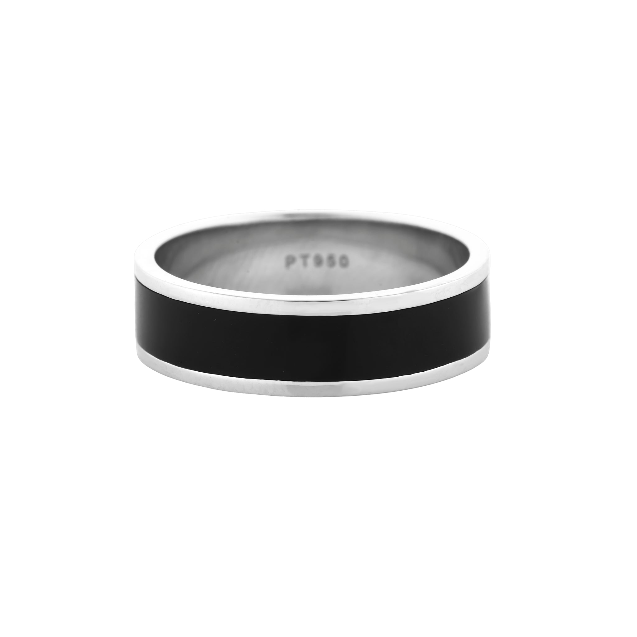 Black Enamel and Platinum Ring