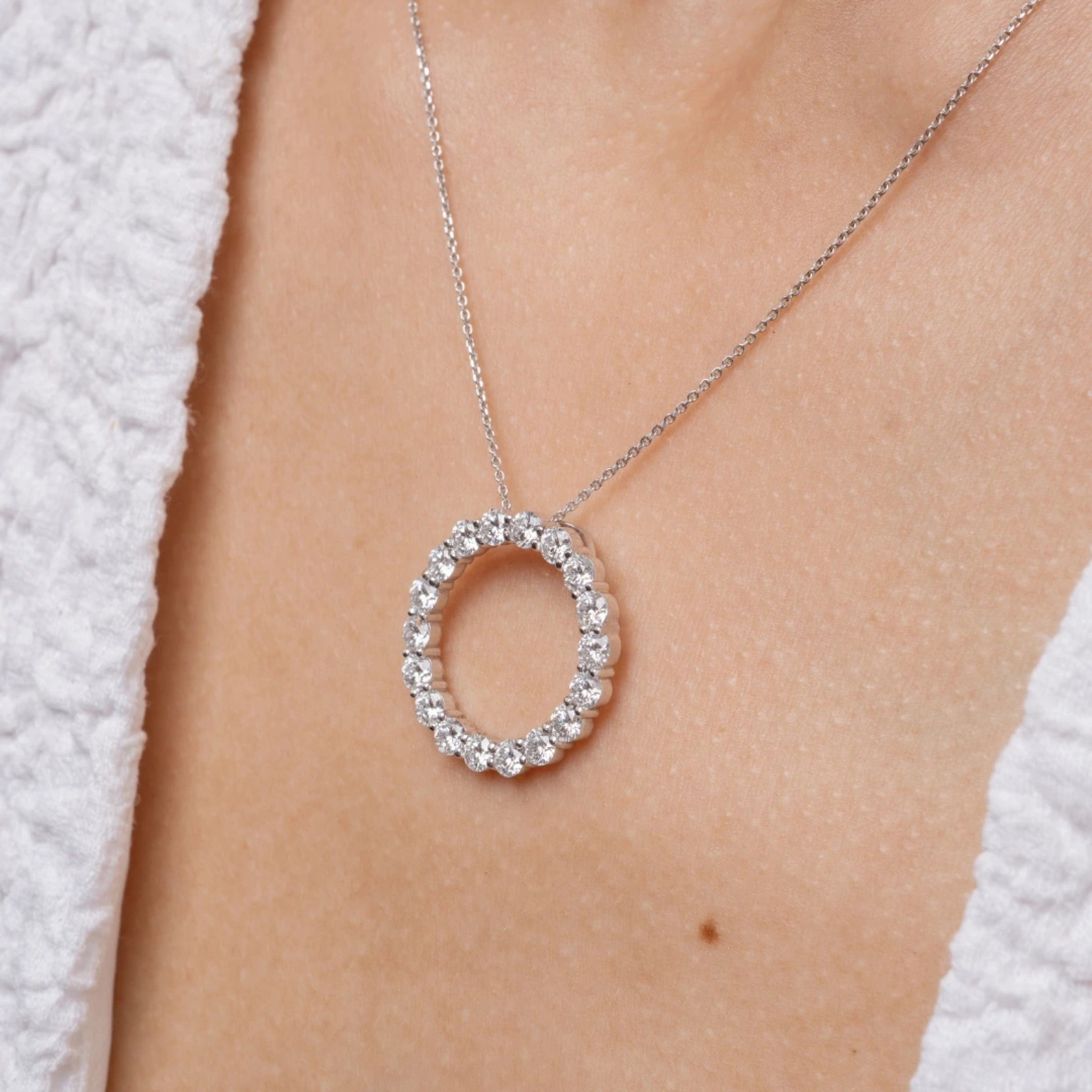 Circle Of Life Necklace - Large featuring hand-set diamonds on a delicate chain, showcasing exceptional sparkle.