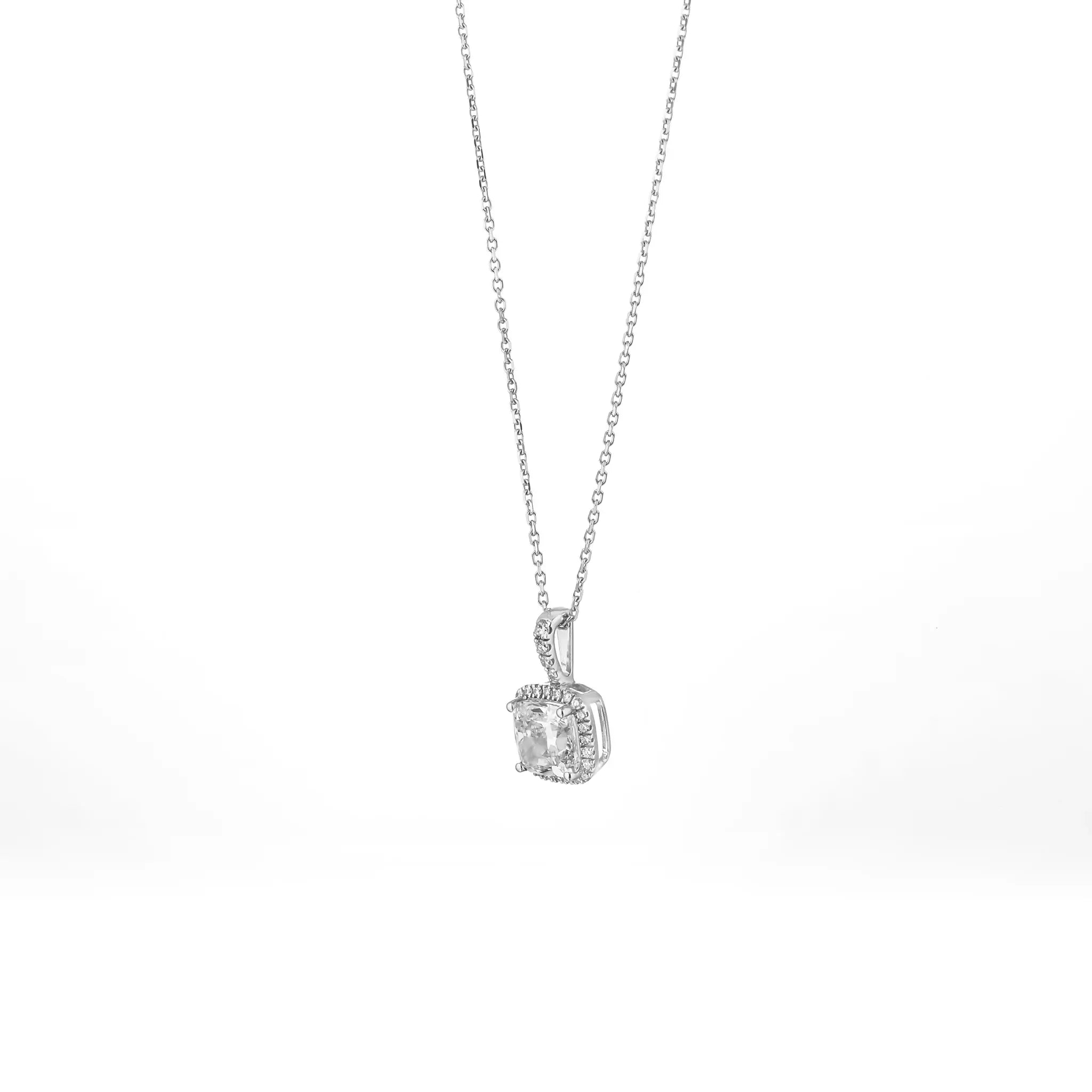 Diamond necklace on a white background
