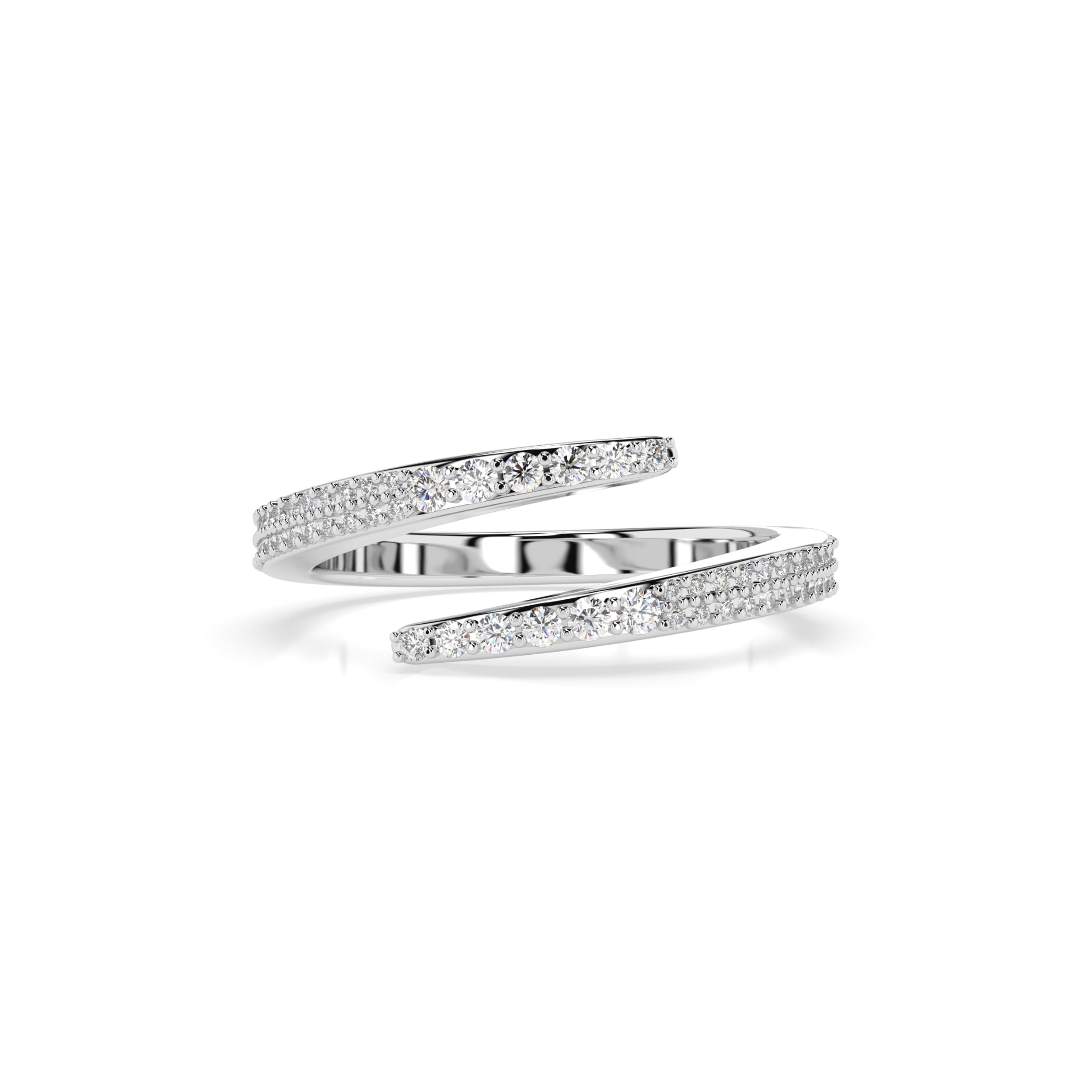 Wrap ring with 0.18cts of round brilliant cut diamonds, set in 18ct white gold colour.