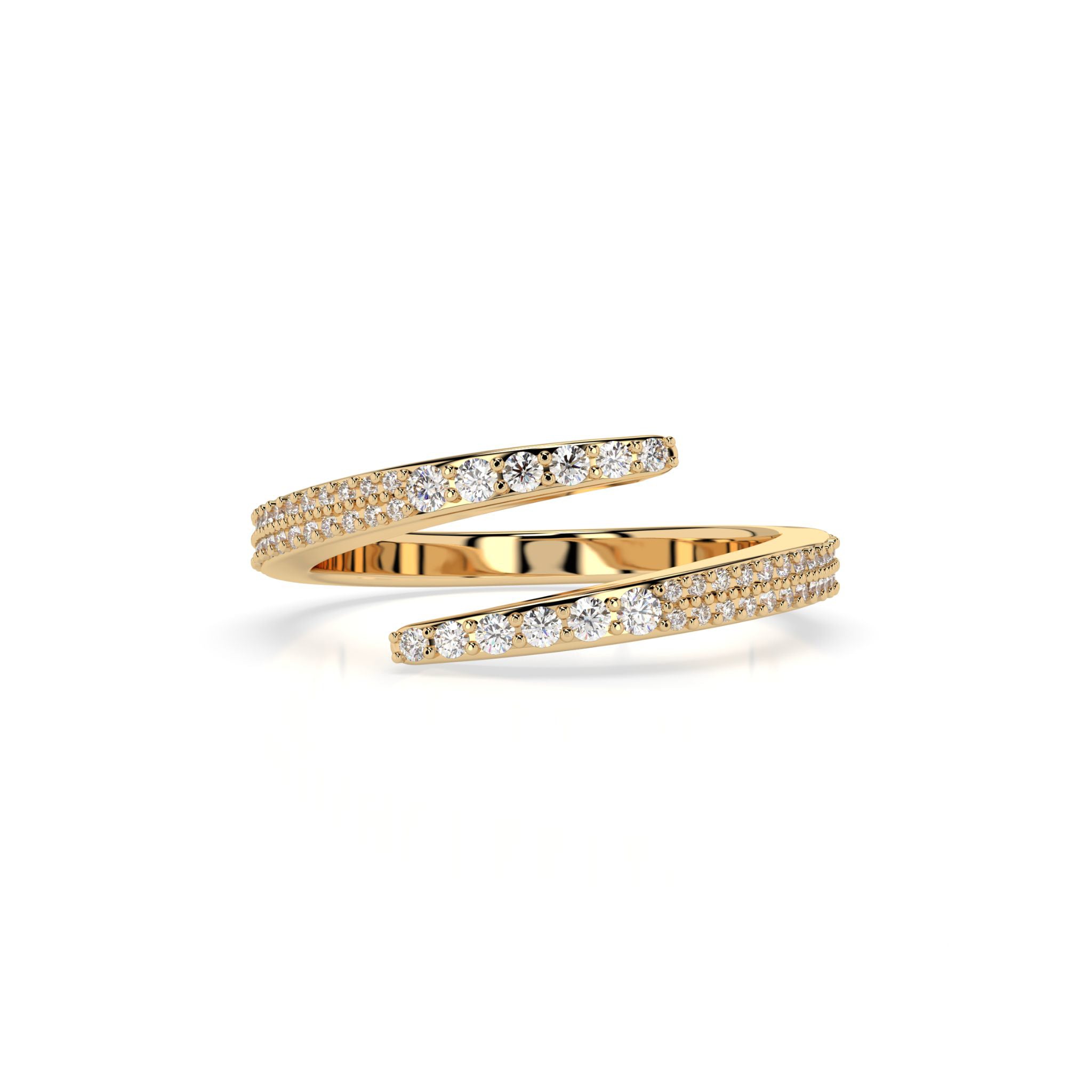 Wrap ring with 0.18cts of round brilliant cut diamonds, in yellow gold colour set in 18ct gold.