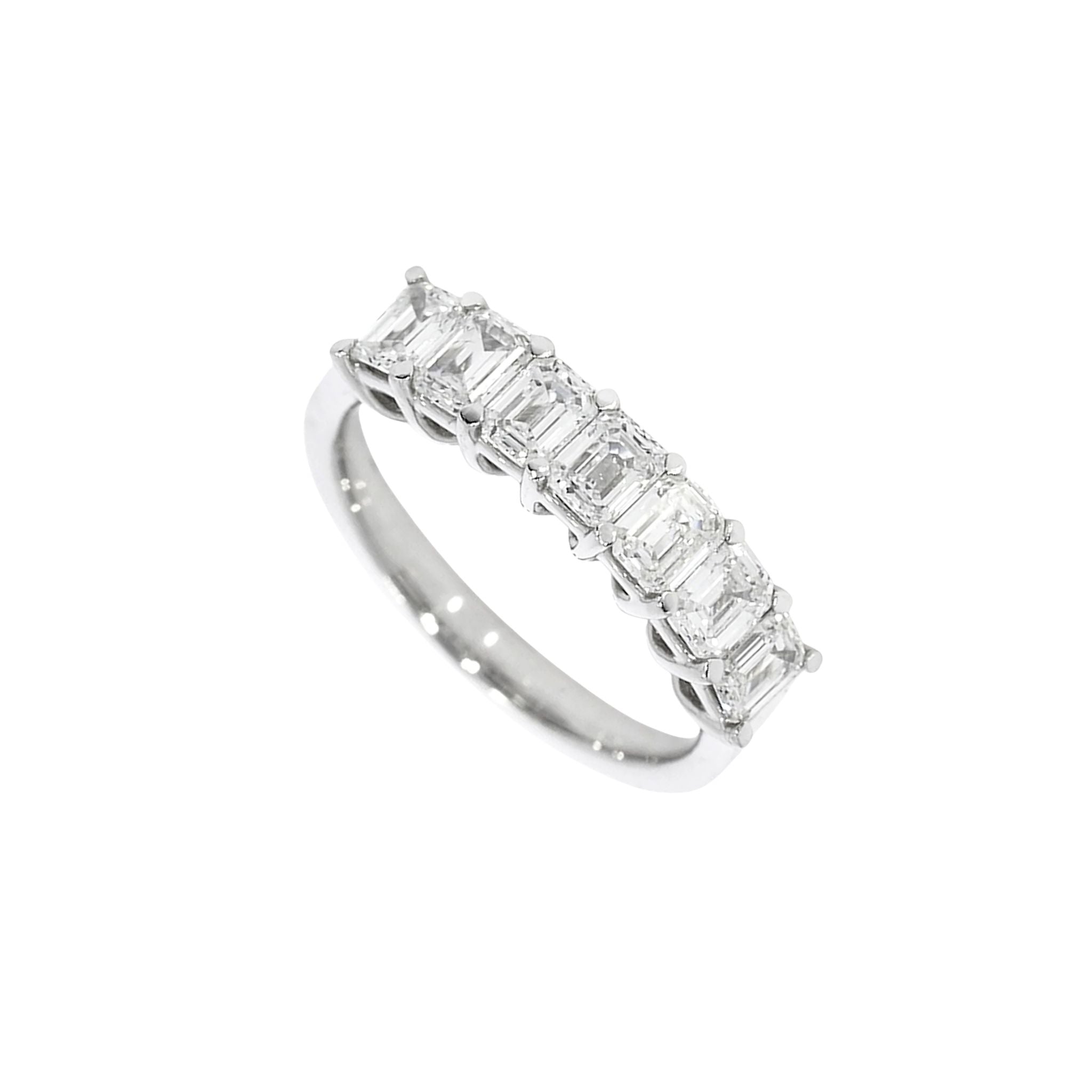 Seven Stone Emerald Cut Diamond Eternity Ring