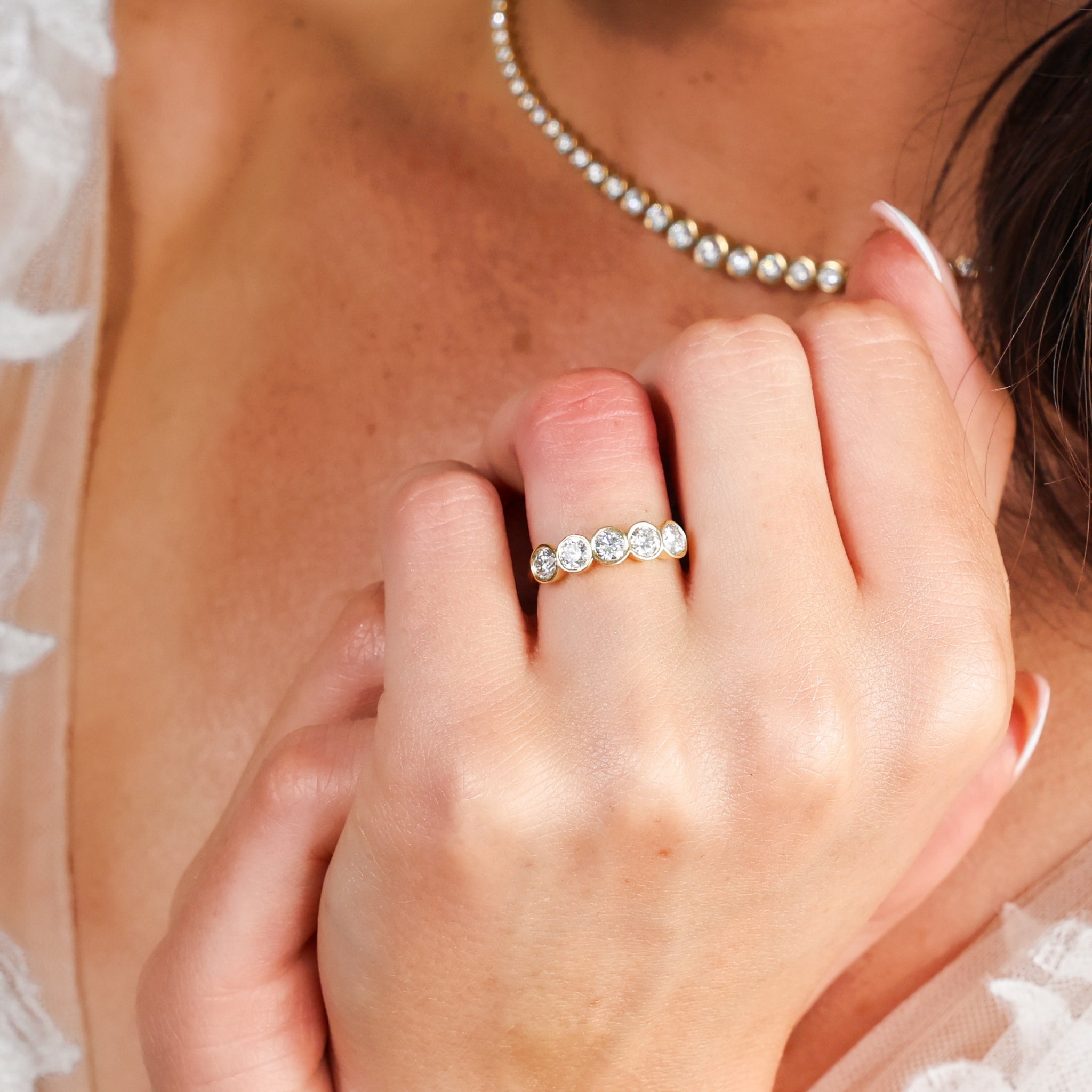 Five Stone Bezel Set Diamond Eternity Ring