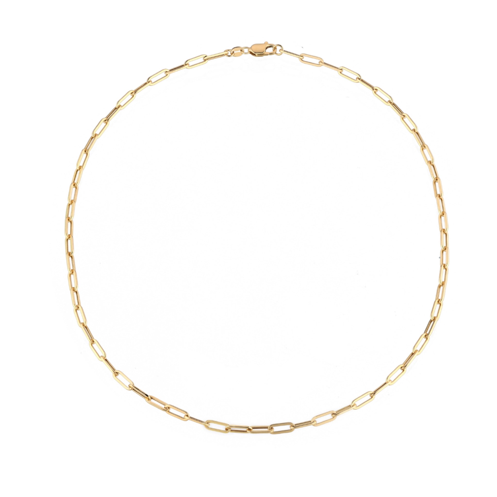 18ct gold link chain necklace featuring a refined design, perfect for layering or standalone wear.