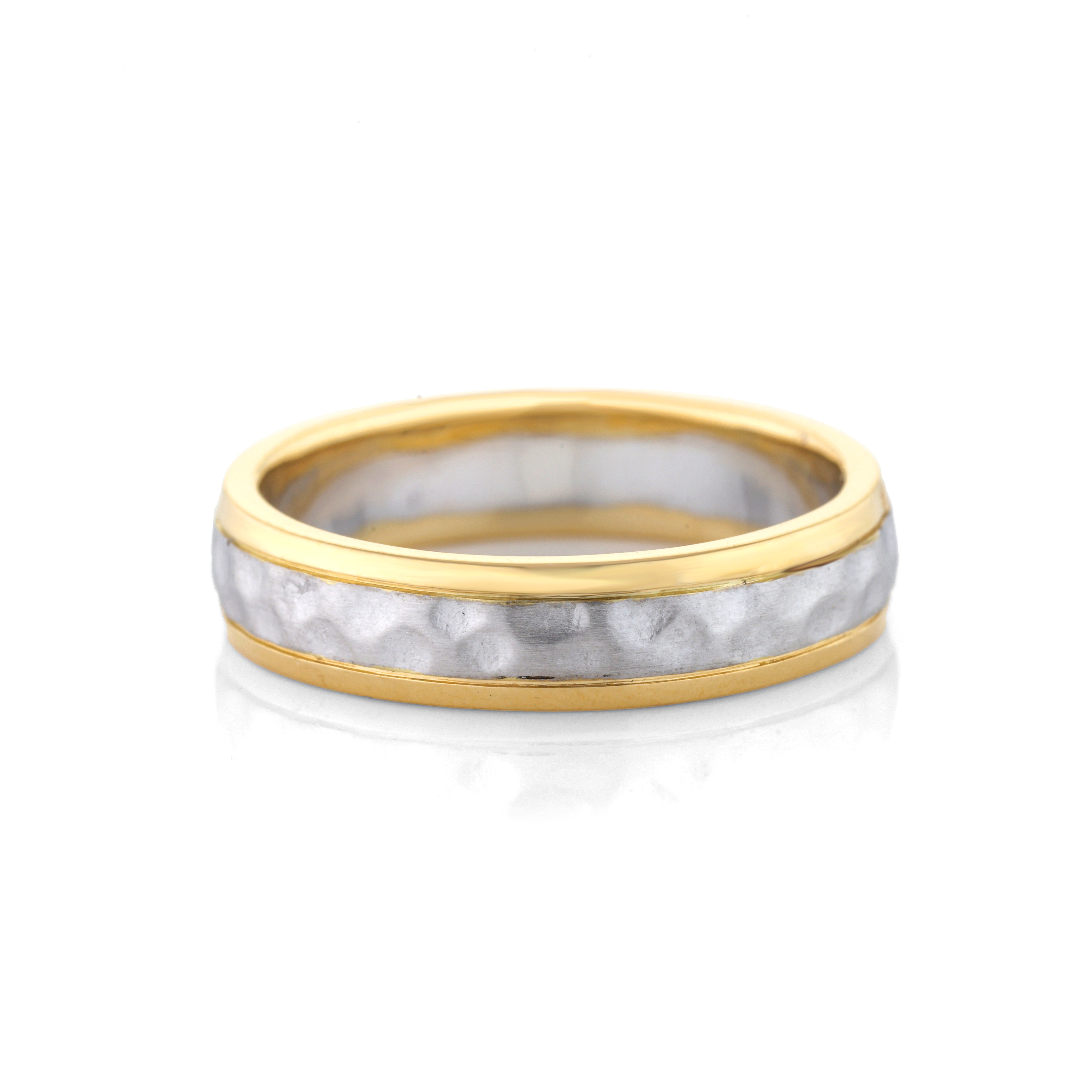 Hammered Platinum and Yellow Gold Ring