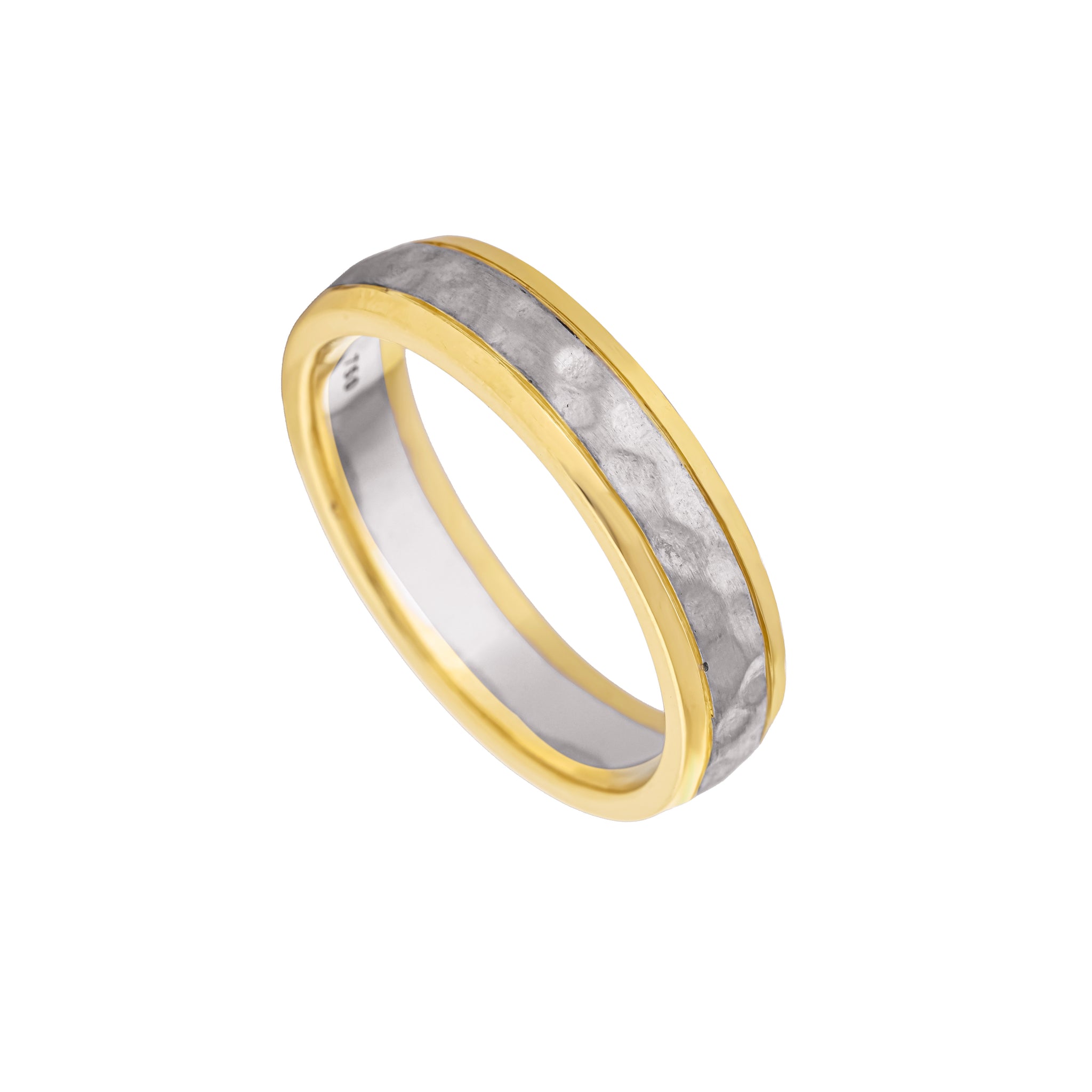 Hammered Platinum and Yellow Gold Ring