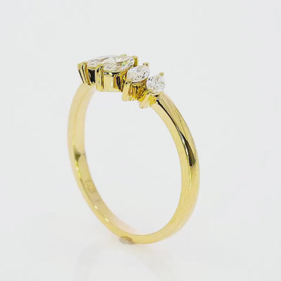 Crown Ring featuring marquise cut diamonds in a gold setting, exquisite diamond ring for elegant bridal styles
