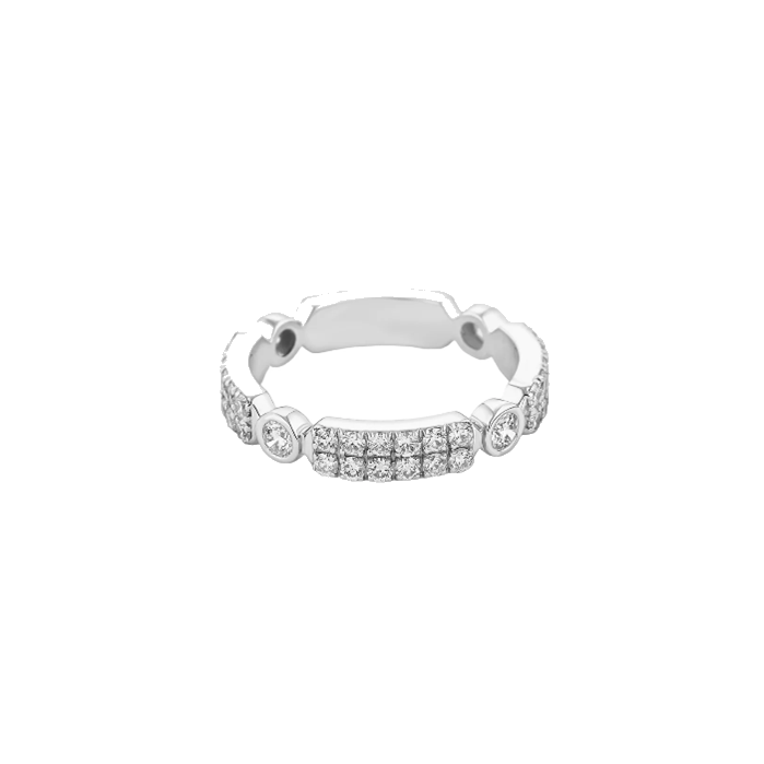 White gold diamond ring on a white background