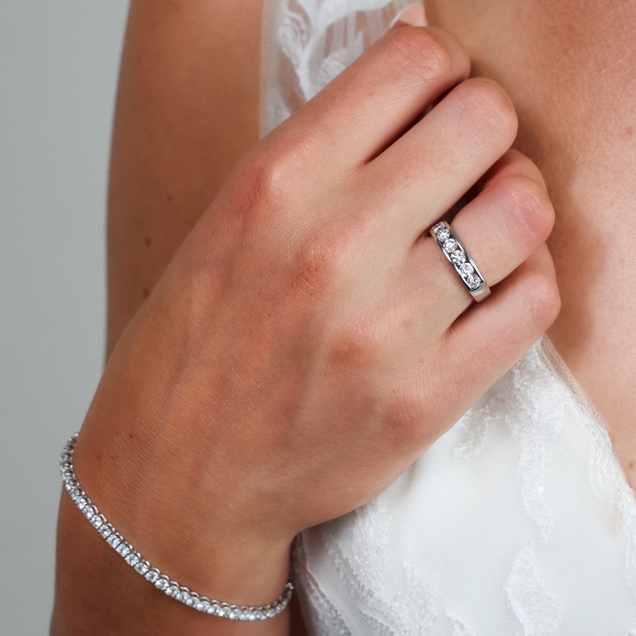 Seven Round Stone Channel Set Eternity Ring