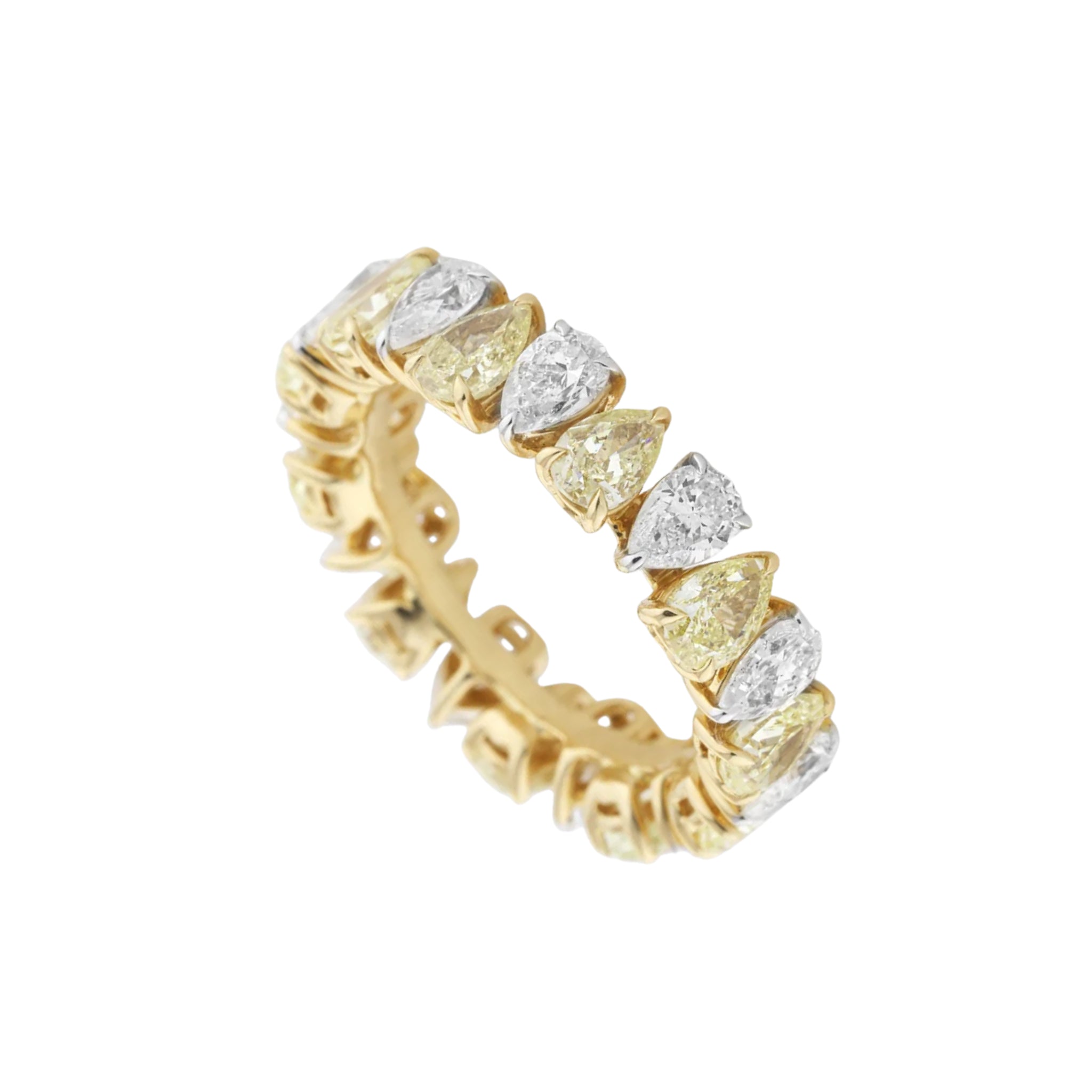 Yellow & White Pear Shape Diamond Eternity Ring