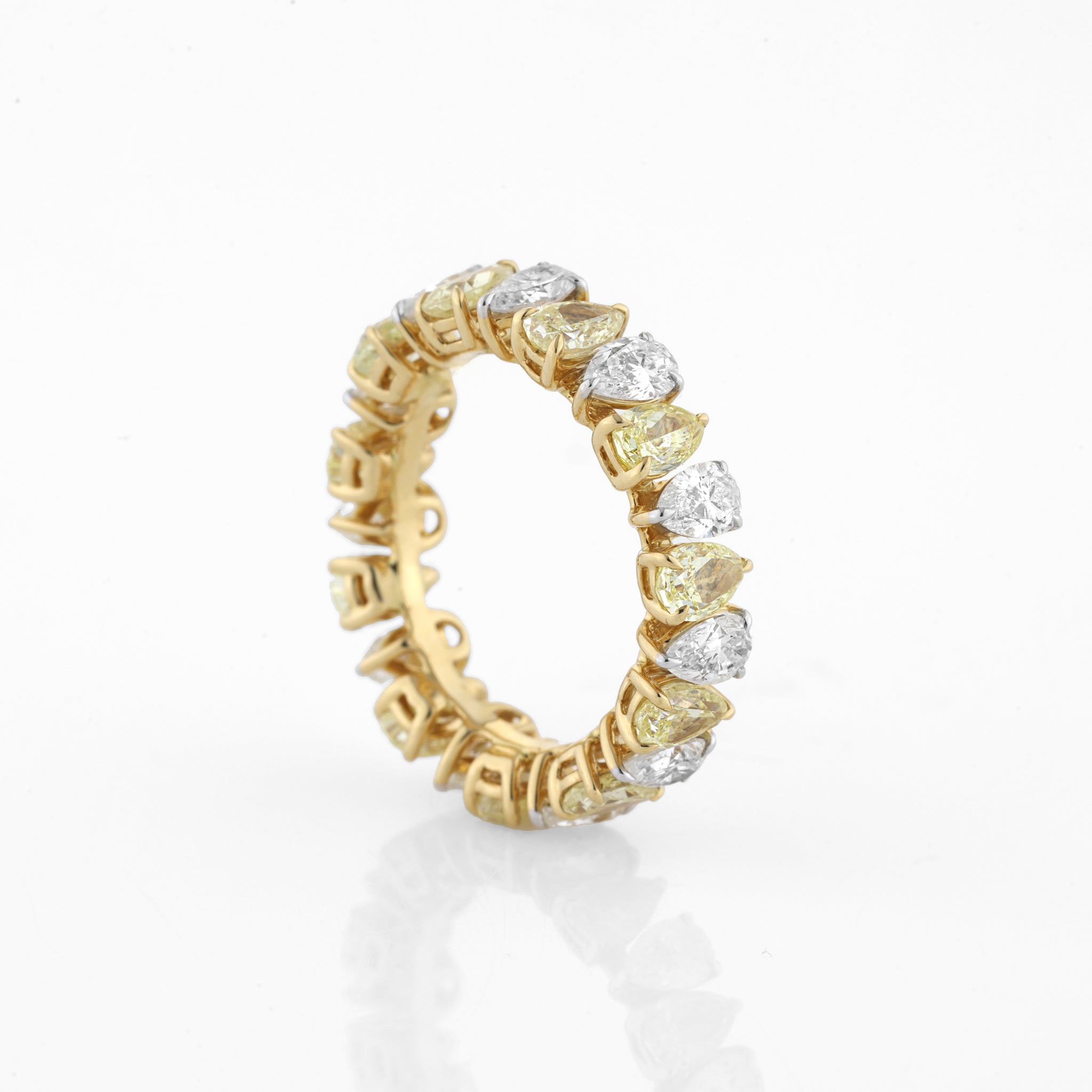 Yellow & White Pear Shape Diamond Eternity Ring